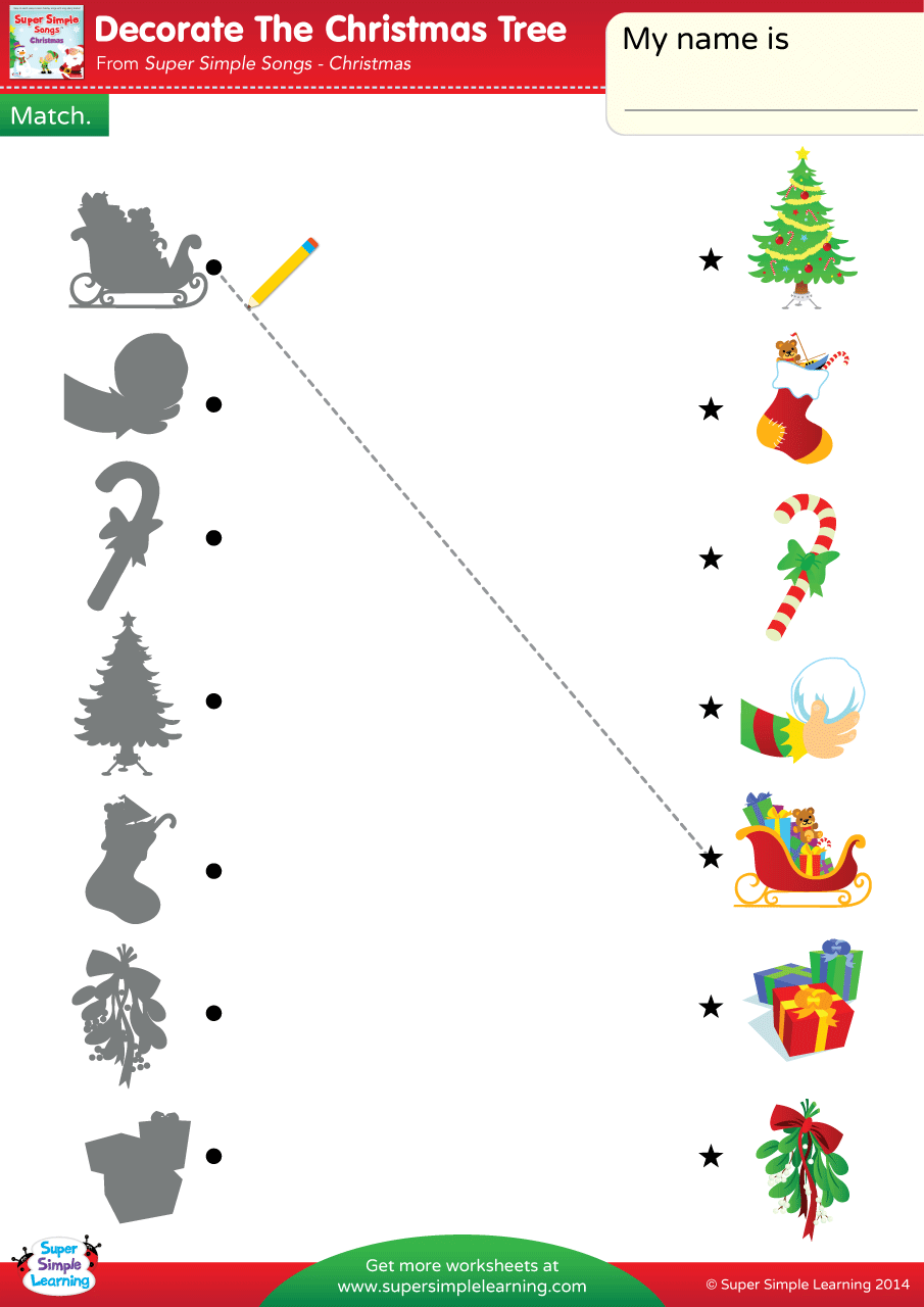 Decorate The Christmas Tree Worksheet â Match